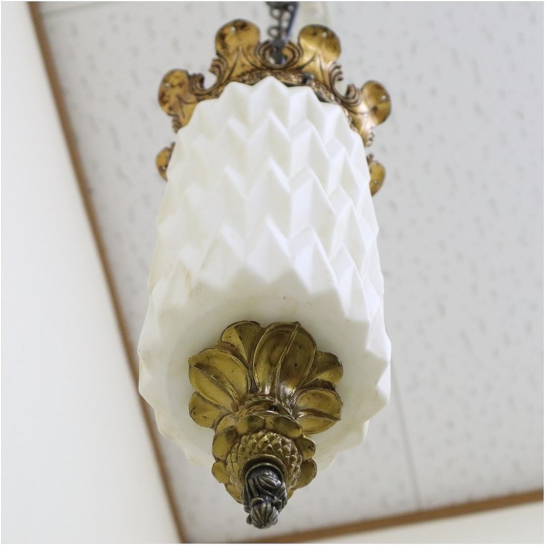 アンティーク調 ガラス ペンダントライト ランプ シェード 真鍮 アールヌーボー