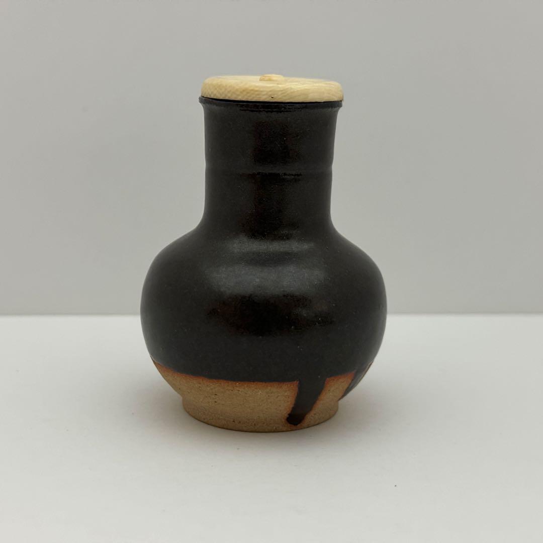 茶道具 暁窯 岡田暁山 利休鶴首写茶入 仕服添 茶道