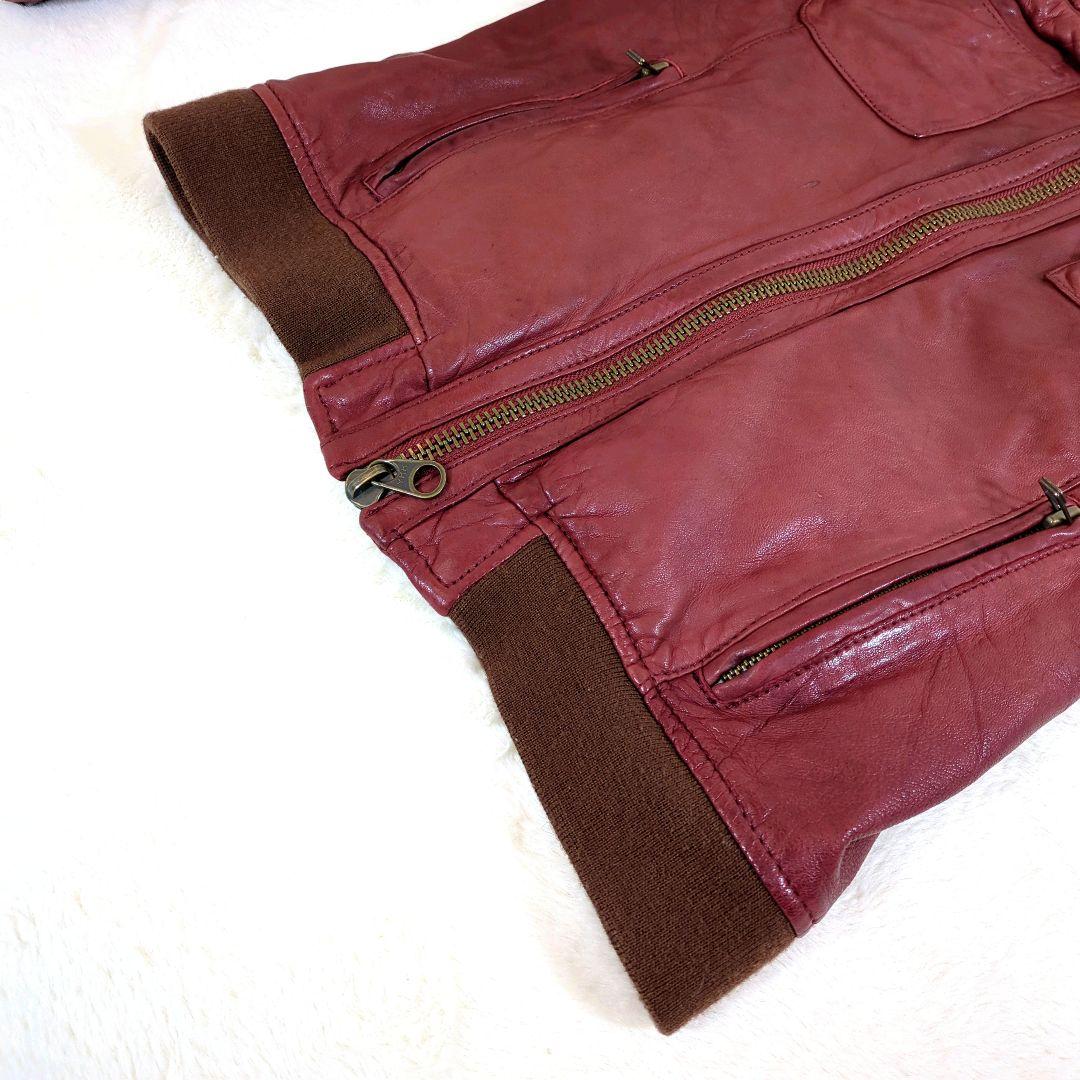 Johnbull レザージャケット MA-1 ラムレザー M ダメージ加工