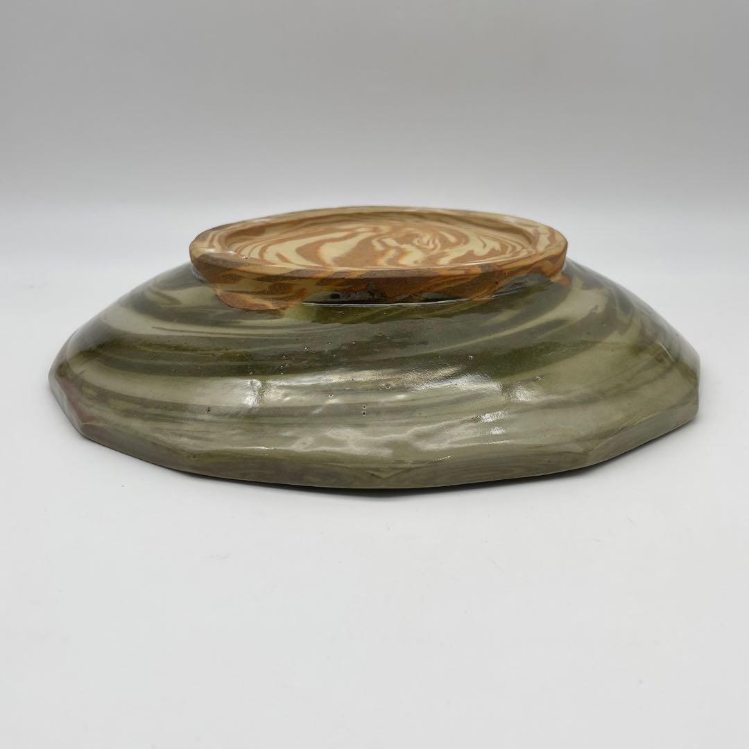 珍品！　因久山焼　八代芦澤保親　花彫紋皿　飾り皿　大皿