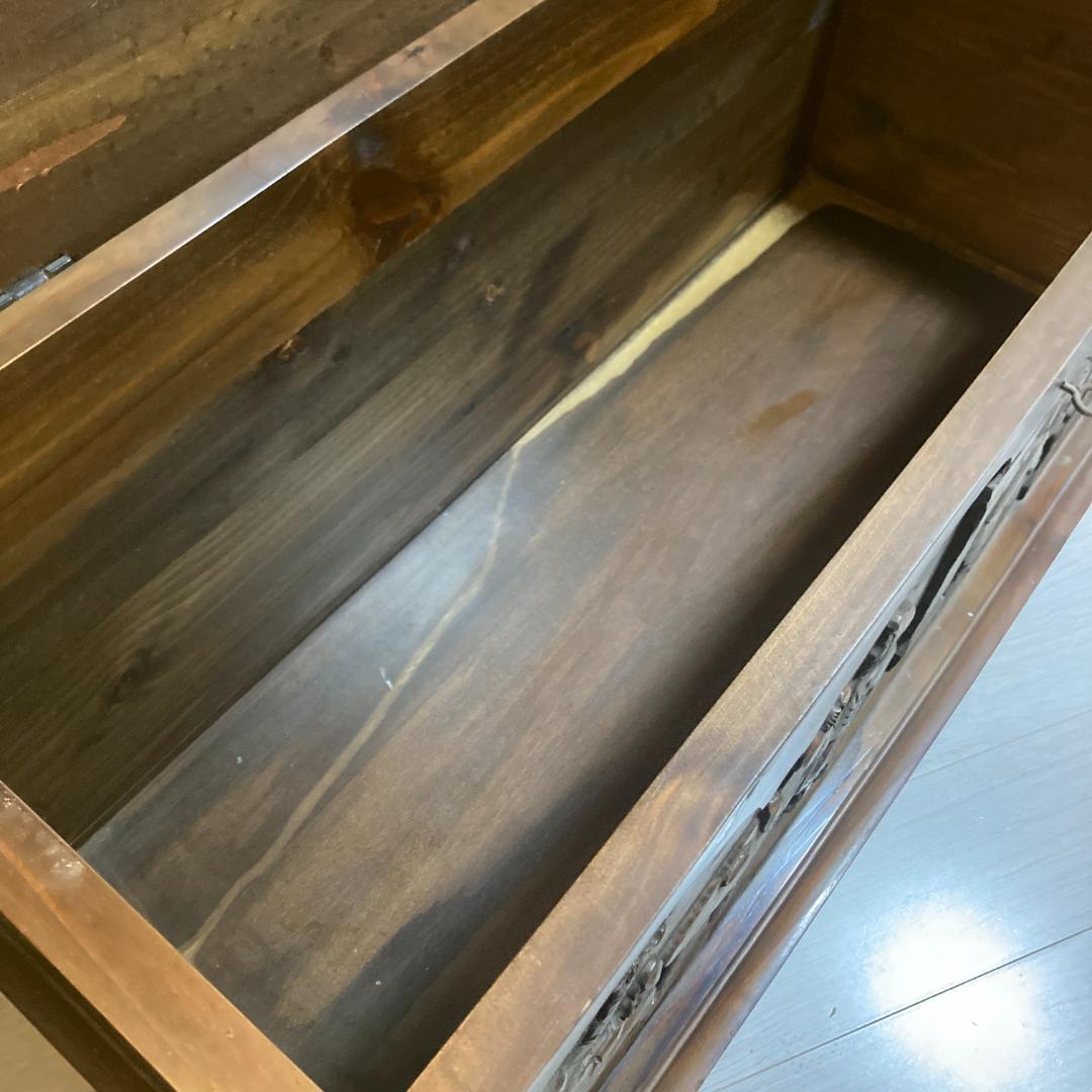 木製トランク　アンティーク調 ヴィンテージ トランクチェスト 宝箱　昭和レトロ