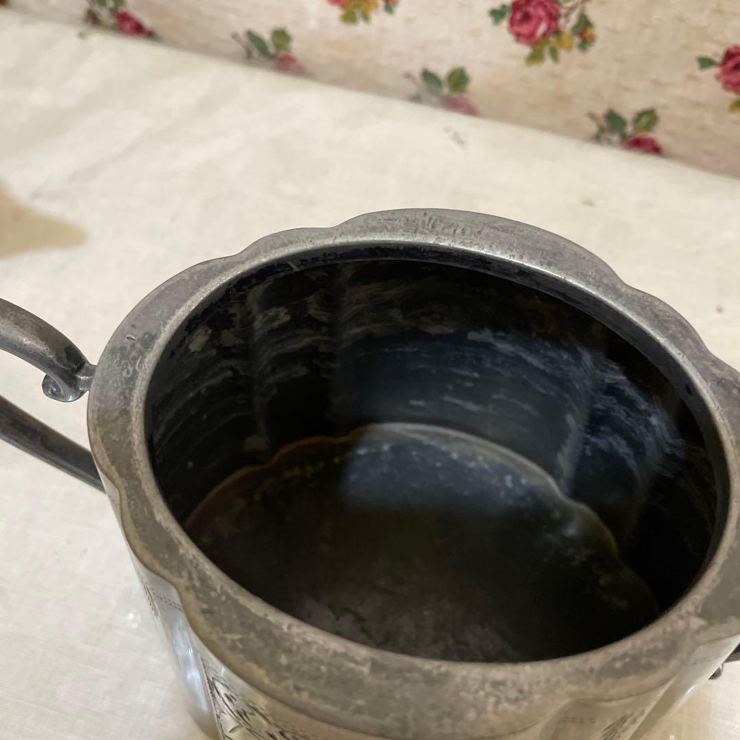 570シルバープレート花彫のミルクとシュガー、イギリス買い付け2セット