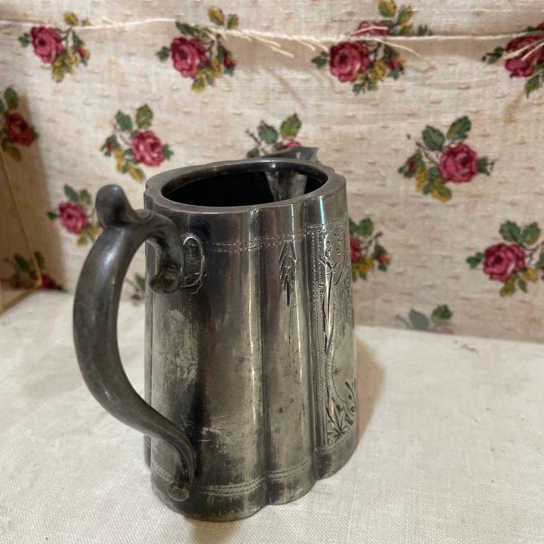 570シルバープレート花彫のミルクとシュガー、イギリス買い付け2セット