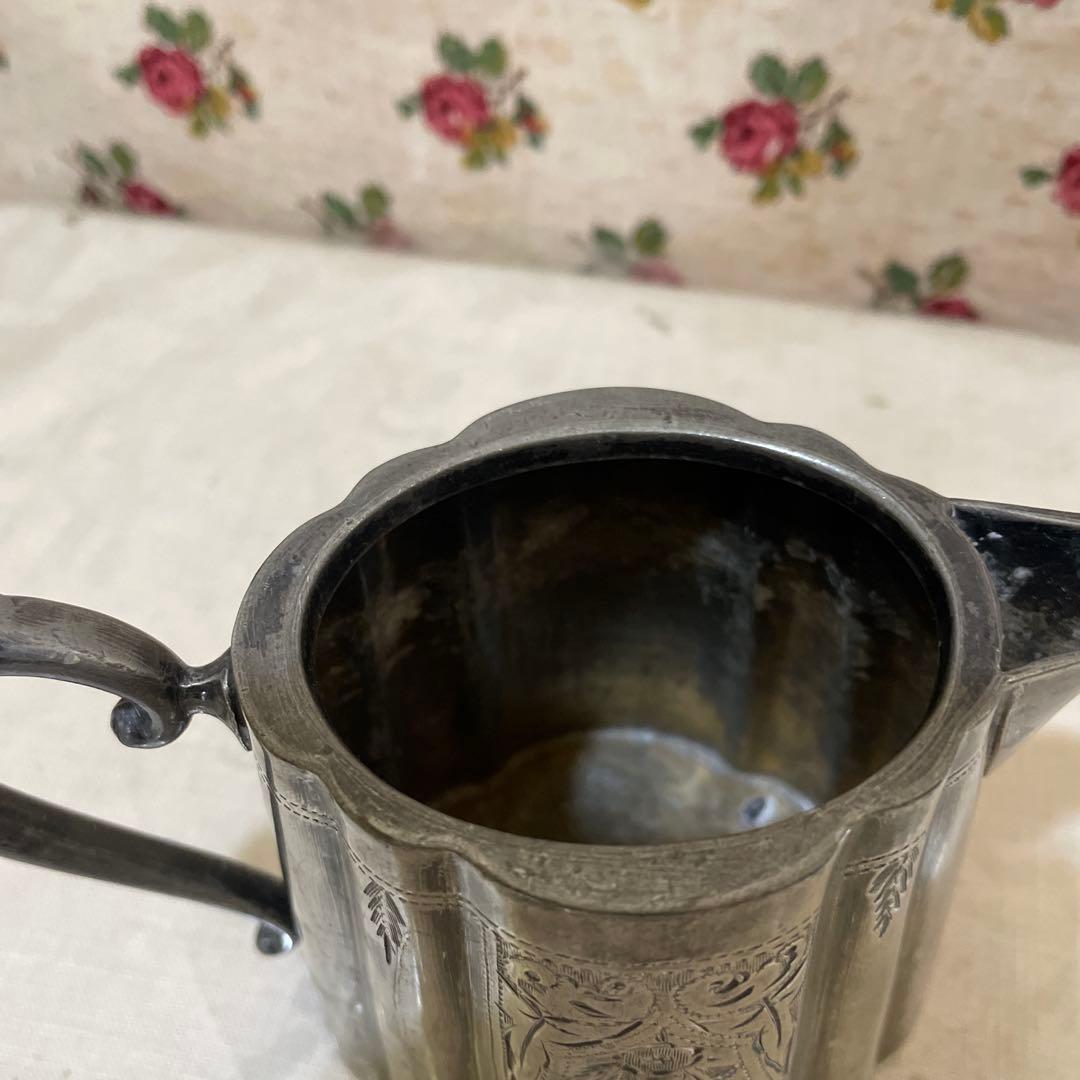 570シルバープレート花彫のミルクとシュガー、イギリス買い付け2セット