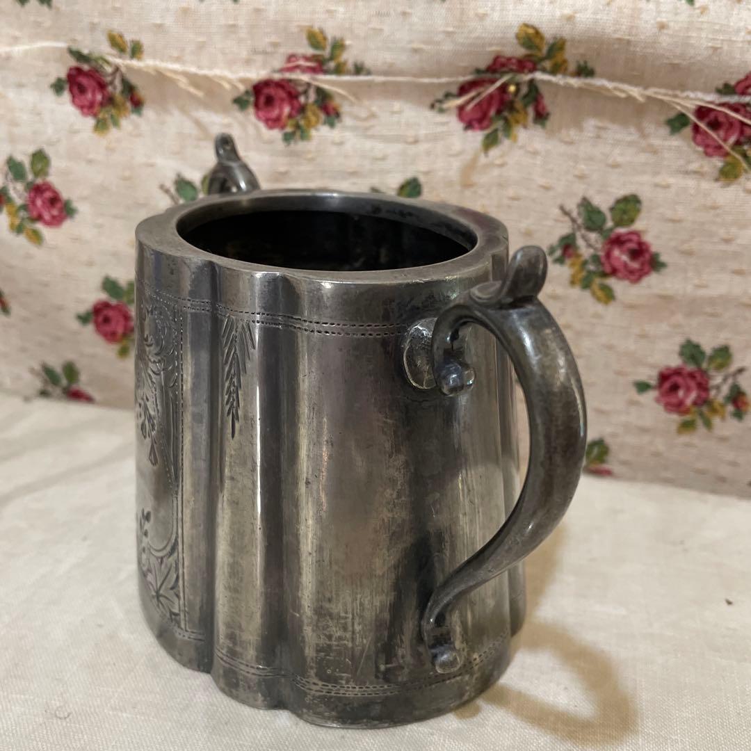 570シルバープレート花彫のミルクとシュガー、イギリス買い付け2セット