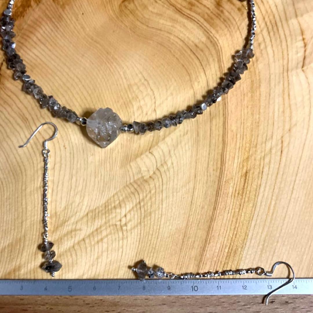 御専用パキスタン産オイルインクォーツとカレンシルバーのチョーカー&ピアスセット