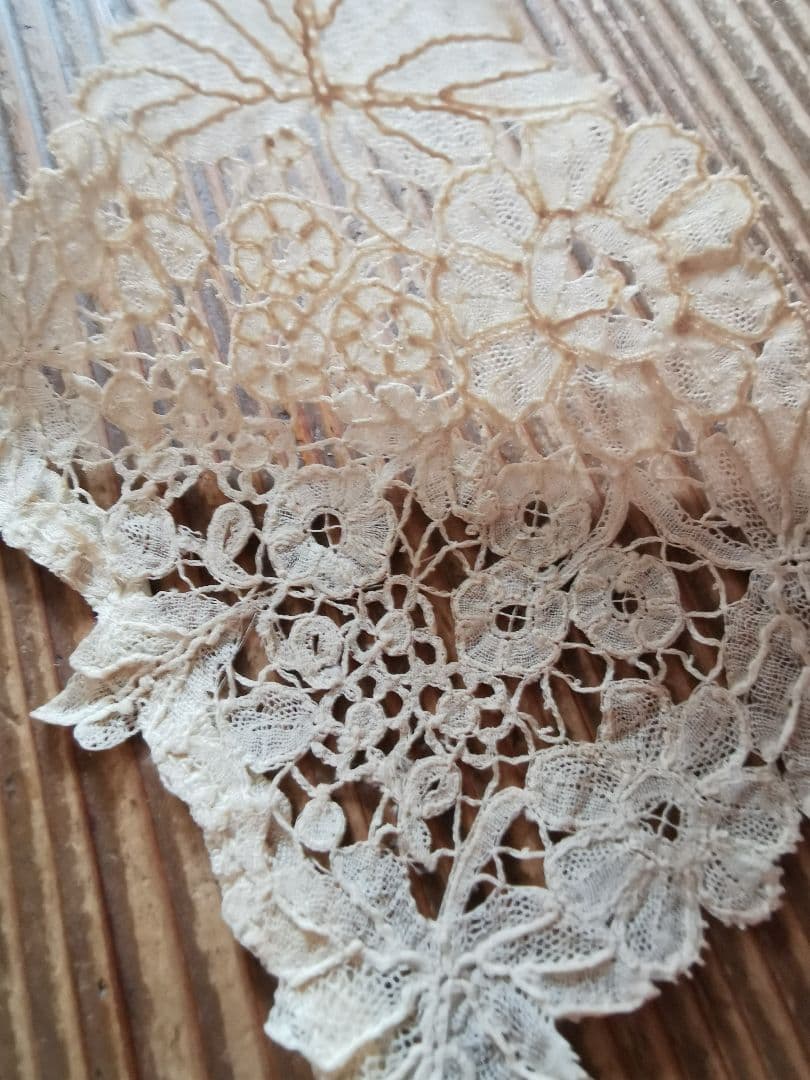 アンティーク ブリュッセルレース 付け襟 ポワンドローズ 胸飾り ジャボ タイ