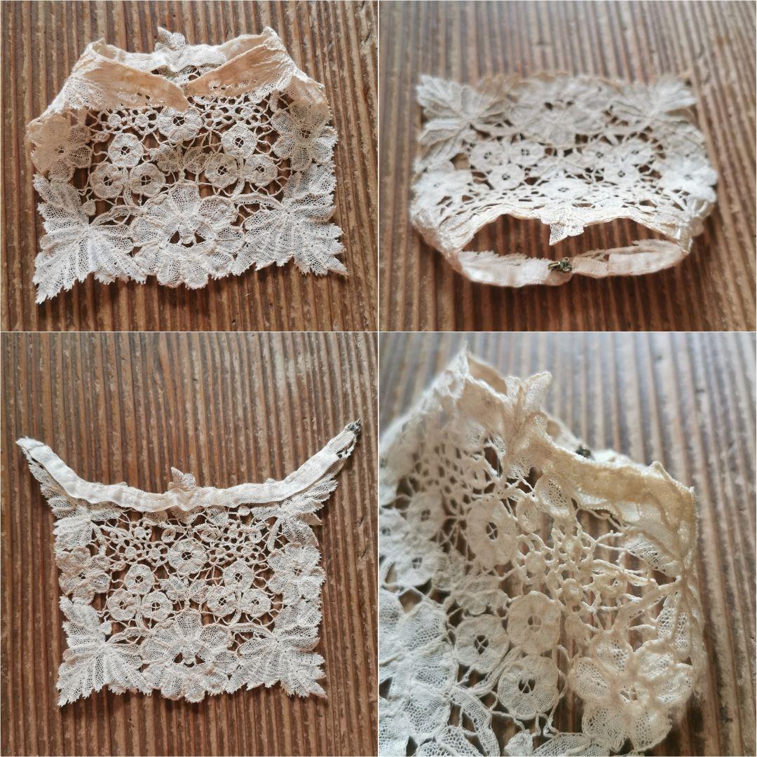 アンティーク ブリュッセルレース 付け襟 ポワンドローズ 胸飾り ジャボ タイ