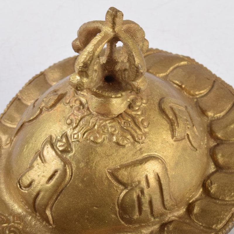 チベット密教法具　古銅鍍金　五鈷杵摘み　香炉　V　8598