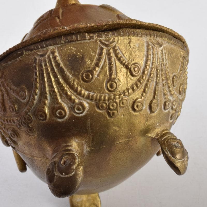 チベット密教法具　古銅鍍金　五鈷杵摘み　香炉　V　8598