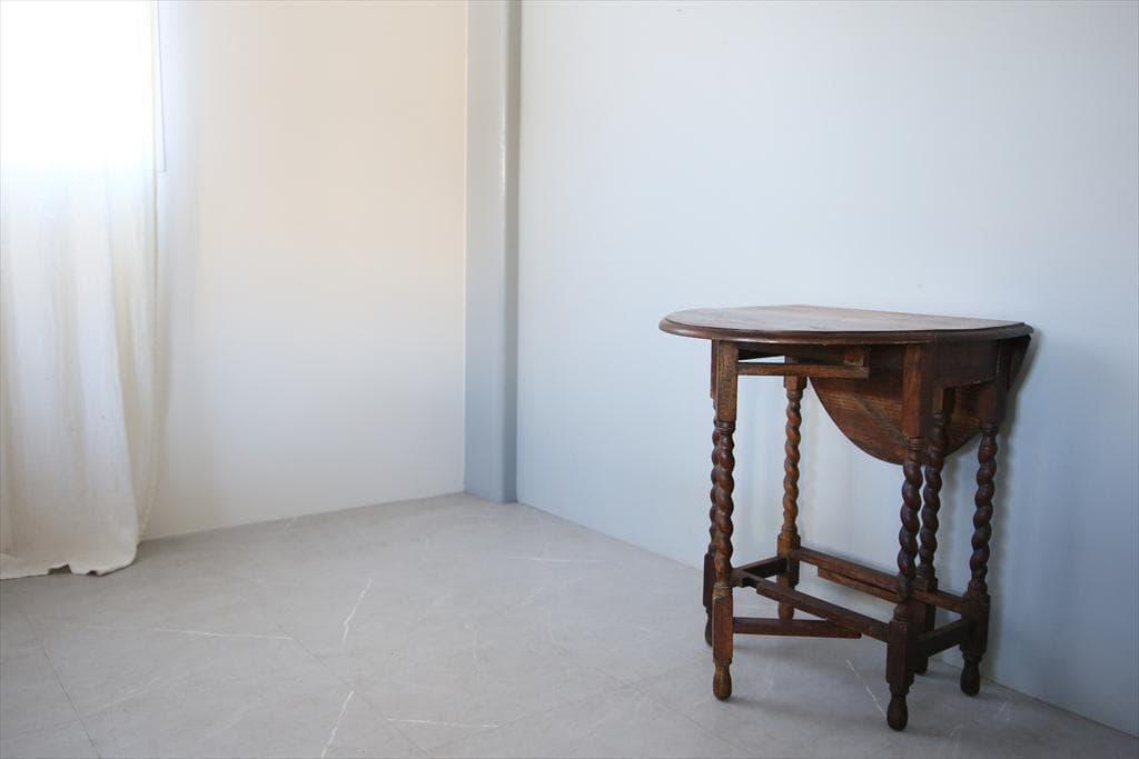 英国アンティーク木製ゲートレッグテーブル/ダイニング机バタフライ(91-120)