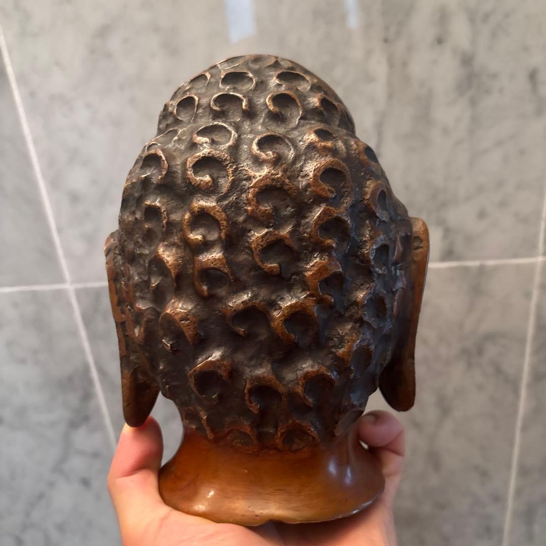 チベットアンティーク平和的なお顔で全てを見通すような瞳の仏頭　仏像涅槃