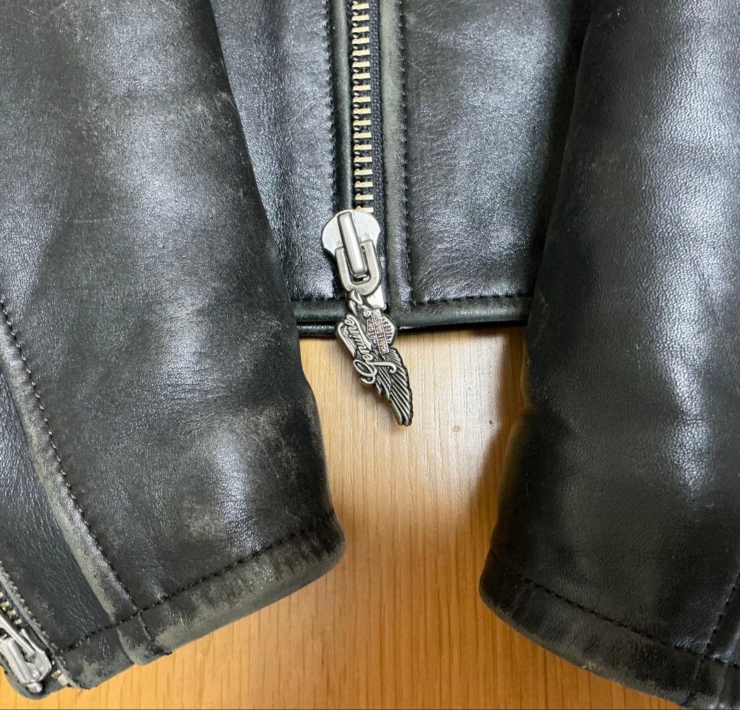 ブラックレザーシングルライダースジャケット　ハーレーダビッドソン