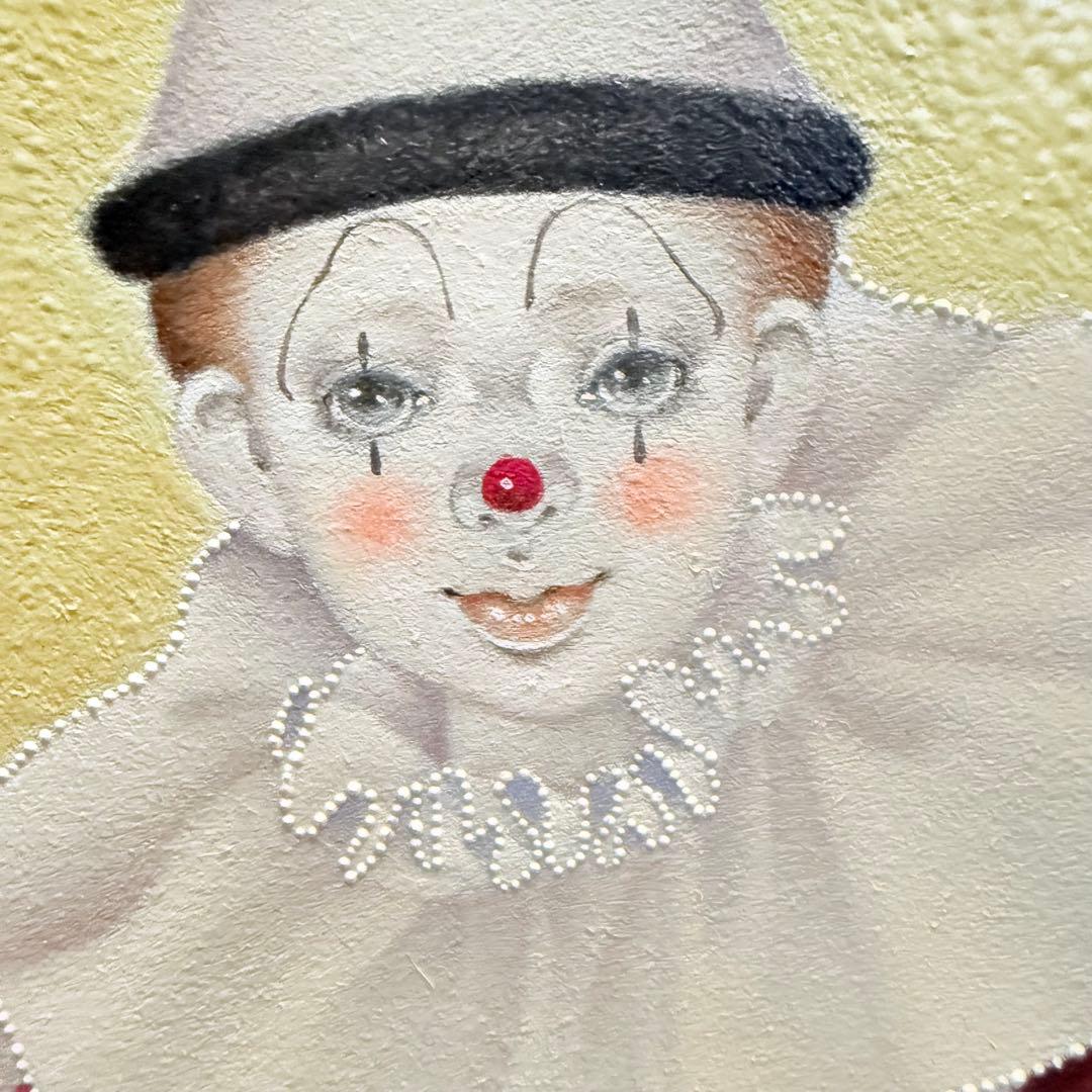 新春特別価格 ‼️くろねこ‼️川内令子『ピエロと黒猫』油彩画99年作真筆署名有