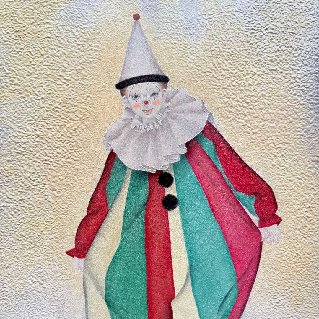 新春特別価格 ‼️くろねこ‼️川内令子『ピエロと黒猫』油彩画99年作真筆署名有