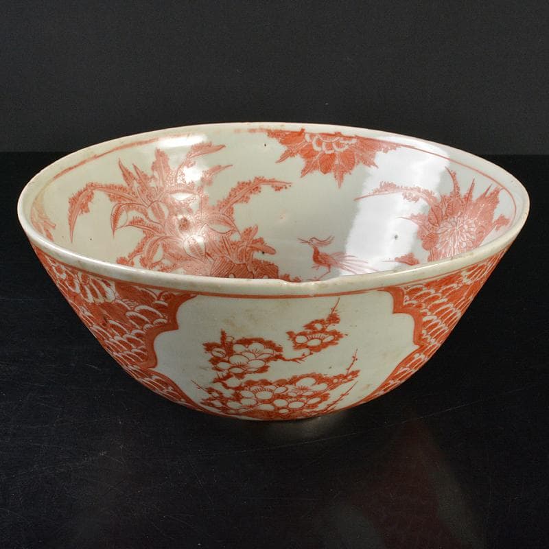 九谷焼　古九谷　宮本窯　赤絵　花文鉢　時代箱　C　R6538B