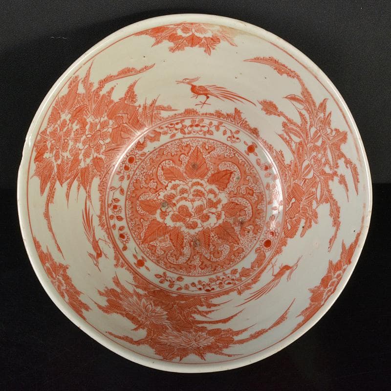 九谷焼　古九谷　宮本窯　赤絵　花文鉢　時代箱　C　R6538B