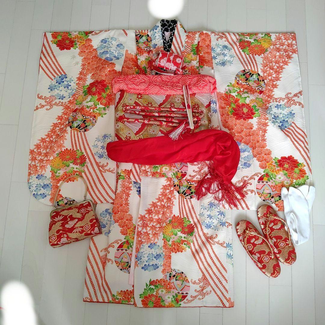 七五三　7歳　女の子　お着物セット レトロ 可愛い 七五三詣り