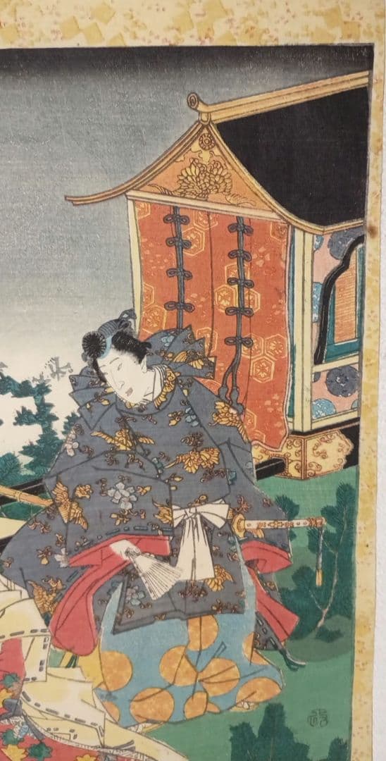 浮世絵版画、紫式部源氏かるた29番行幸、二代歌川国貞画、安政4年出版（1857)