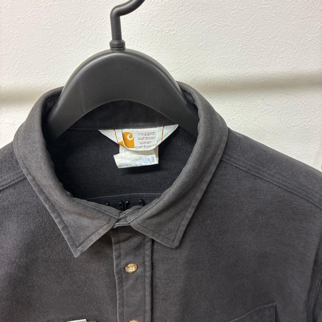 【USA製】 Carhartt ダークグレー シャツジャケット 厚手生地 XL
