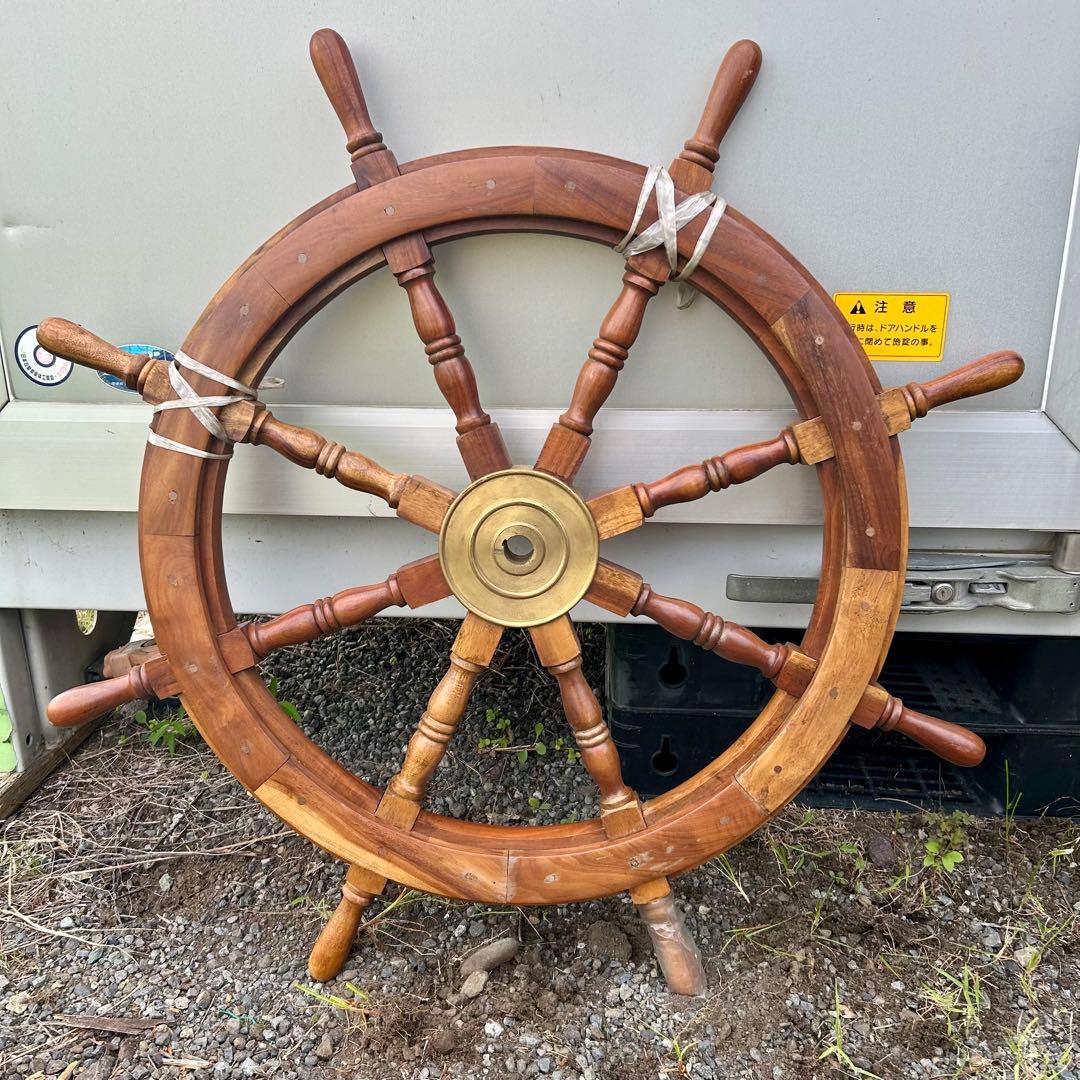船　進行方向　操作　舵輪　だりん　操舵輪　そうだりん　木製 8本ハンドル