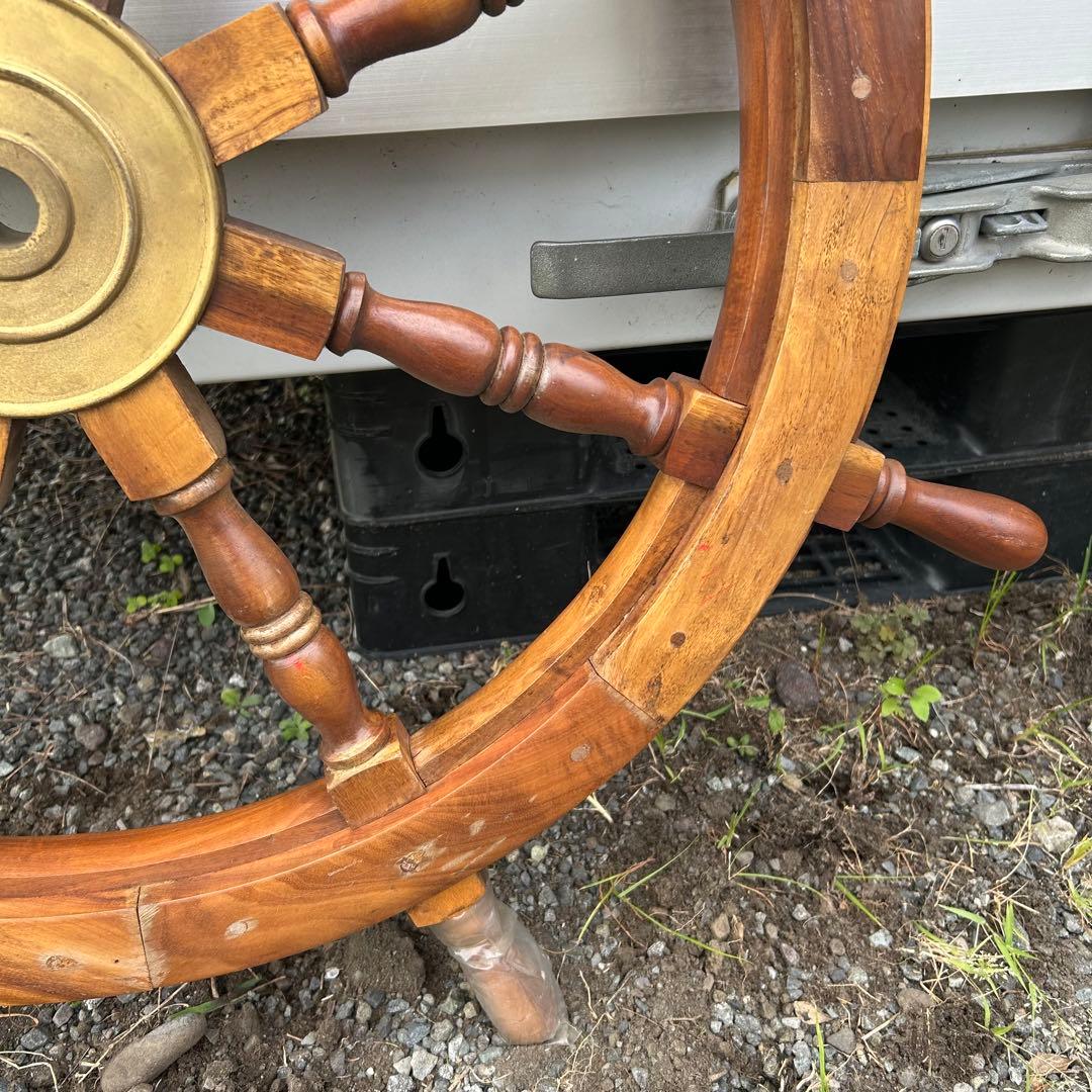 船　進行方向　操作　舵輪　だりん　操舵輪　そうだりん　木製 8本ハンドル