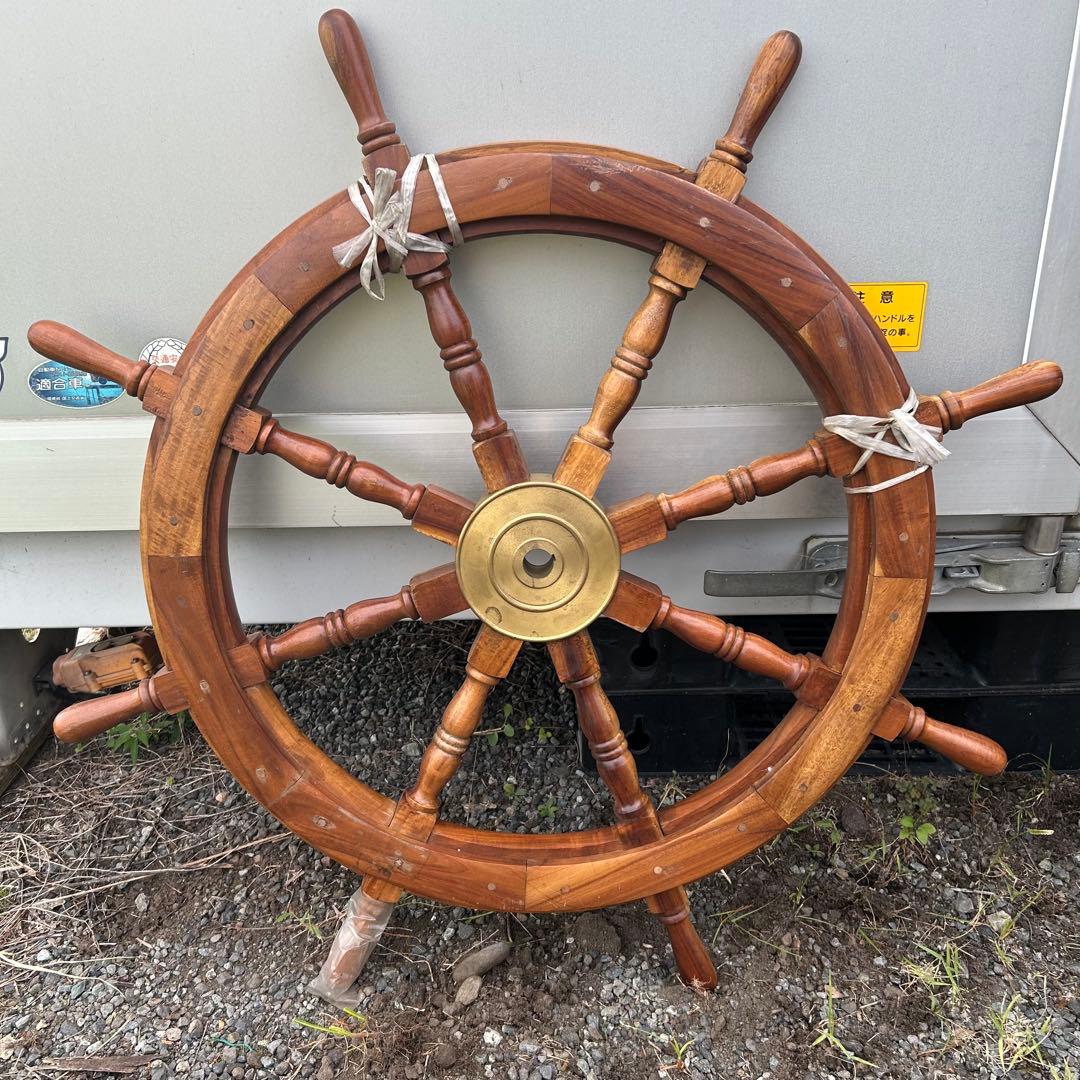 船　進行方向　操作　舵輪　だりん　操舵輪　そうだりん　木製 8本ハンドル
