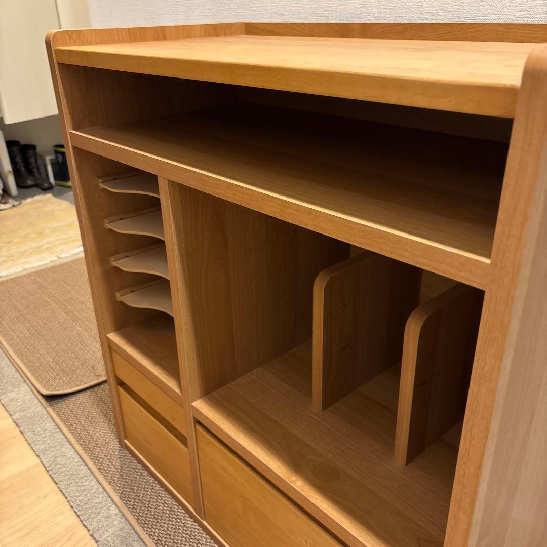 ベルメゾン　ランドセルラック　木製オープンシェルフ 引き出し付き