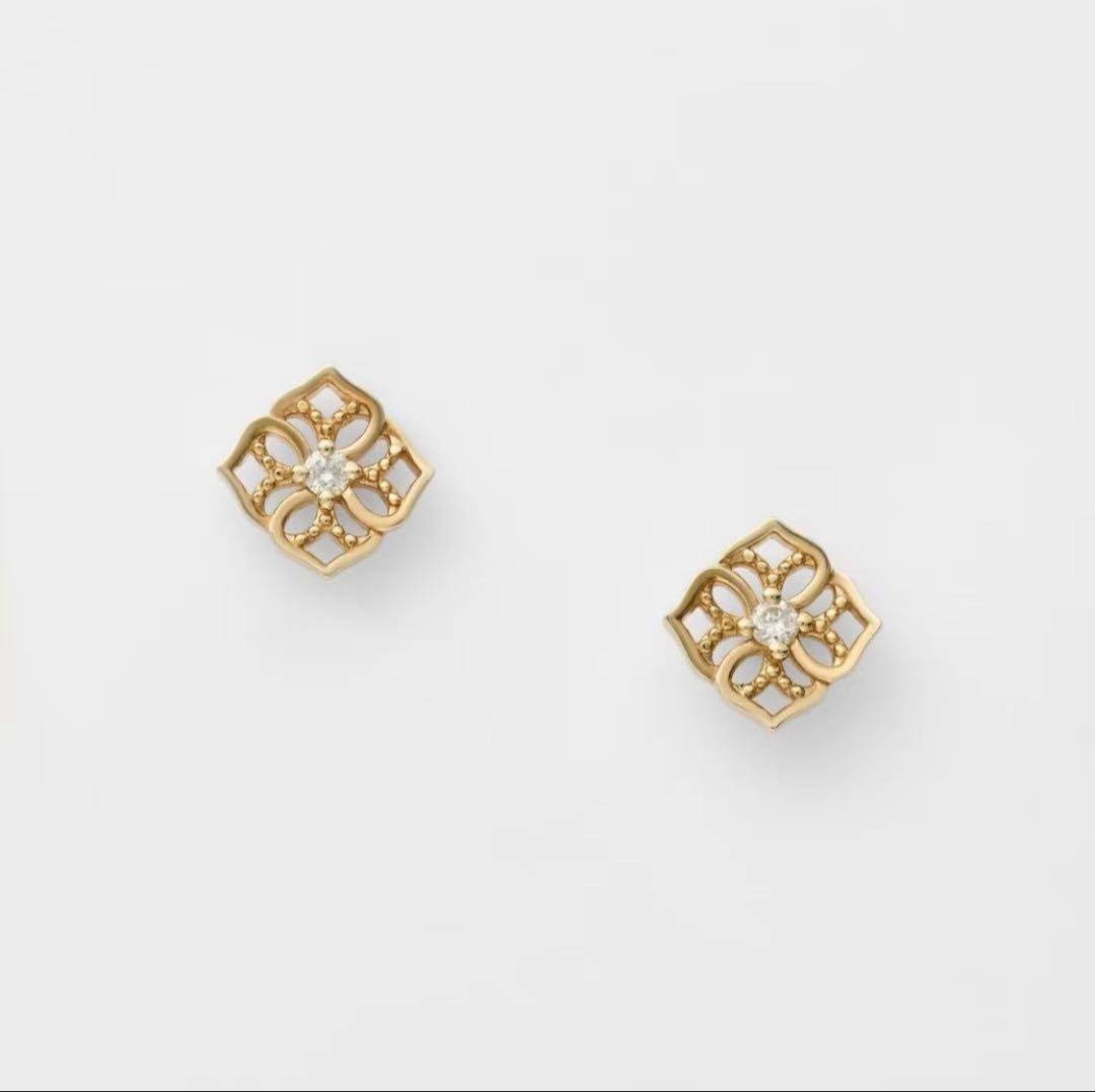 agete アガットK10 ダイヤモンド 0.04ct ピアス 【未使用】