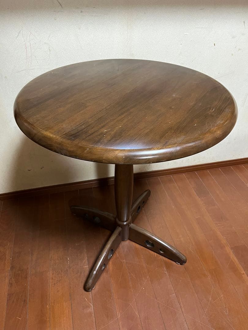 【アンティーク】木製丸型カフェテーブル　サイドテーブル