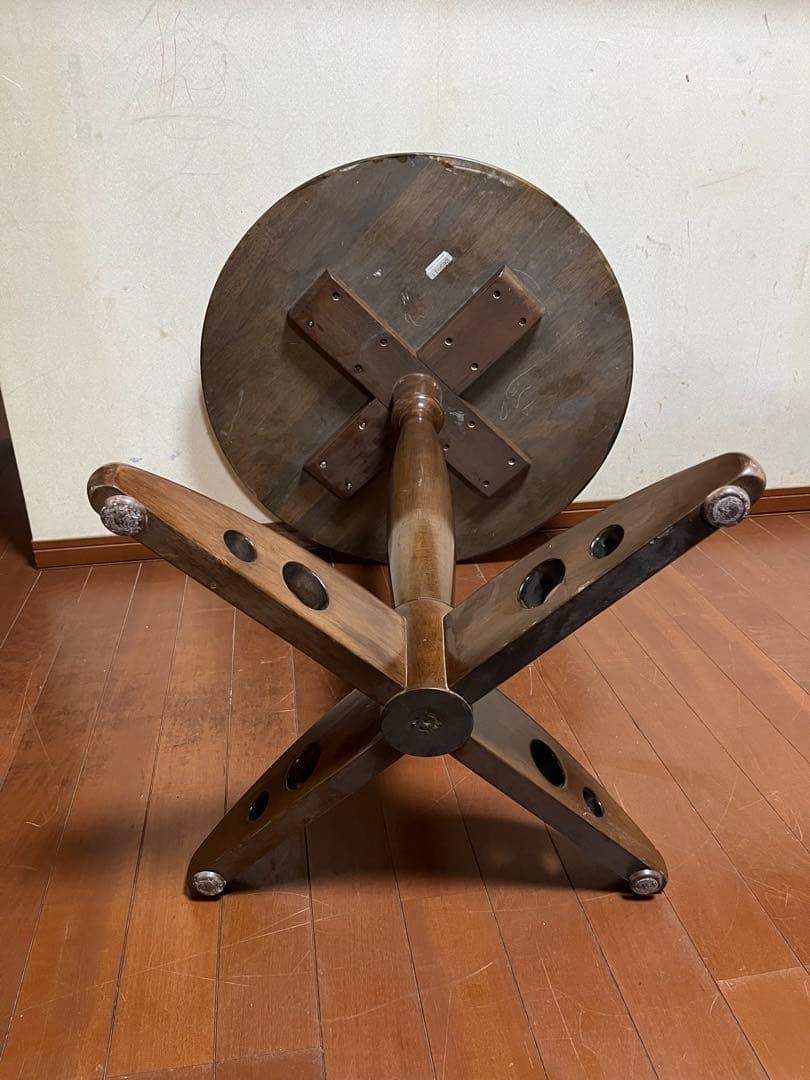 【アンティーク】木製丸型カフェテーブル　サイドテーブル