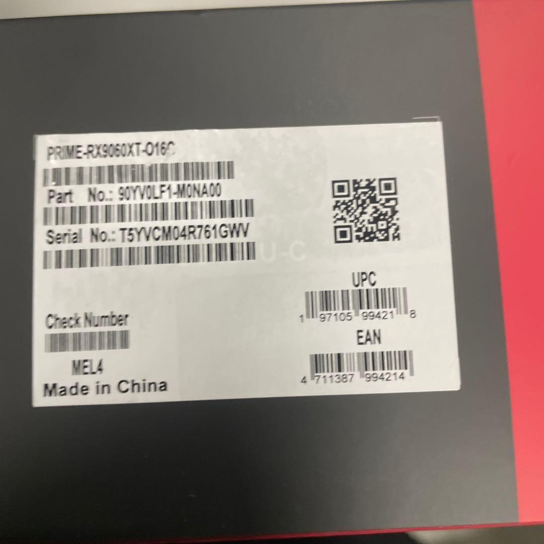 ASUS Radeon RX9060XT 16GB OC 3ファン