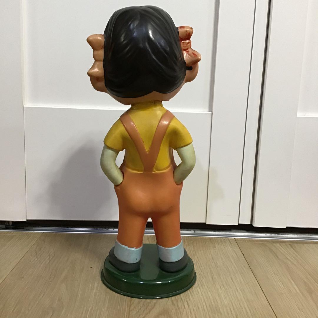 昭和レトロ　鉄製台座付き　首振り　手塗り　不二家ペコちゃん　 カウンター用