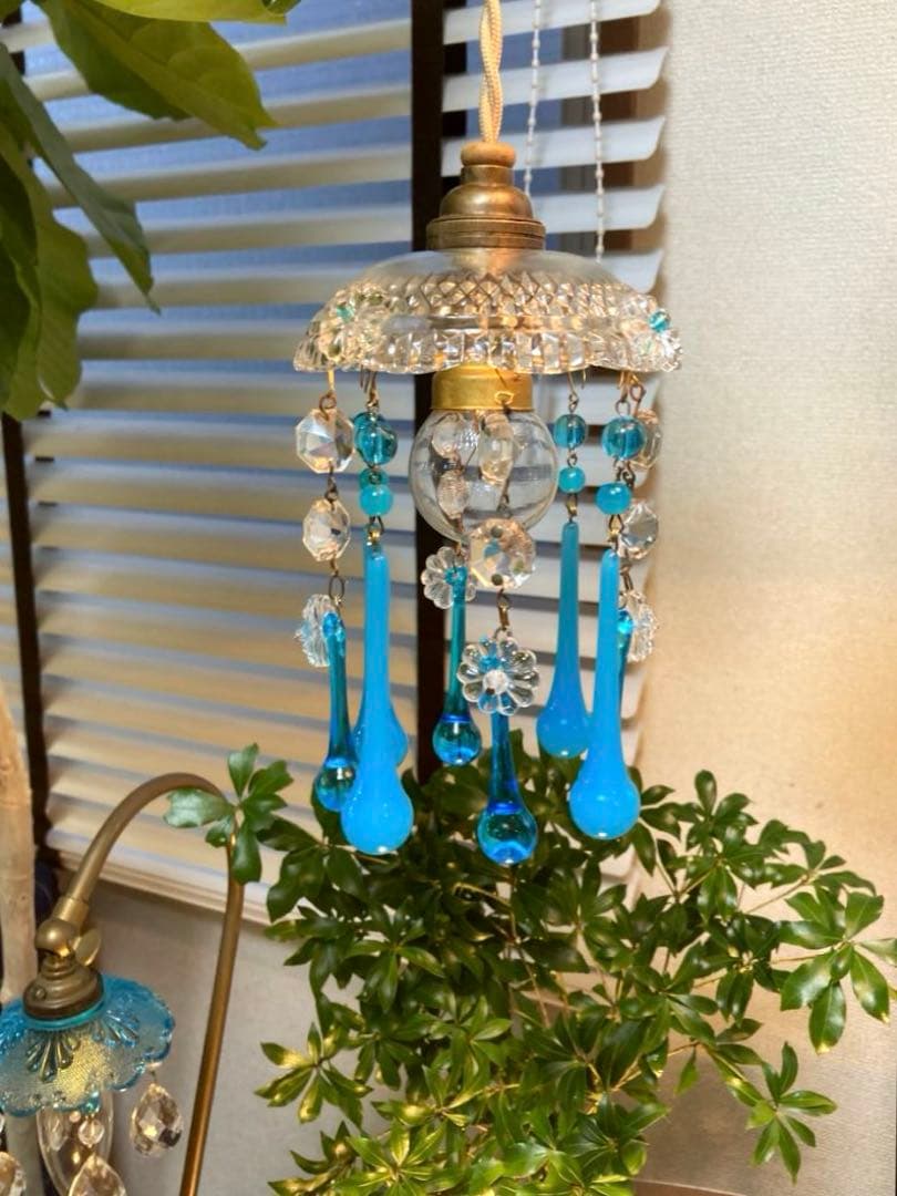 （ご予約）ミニシャンデリア（青の世界）　フランス　アンティーク　1910年