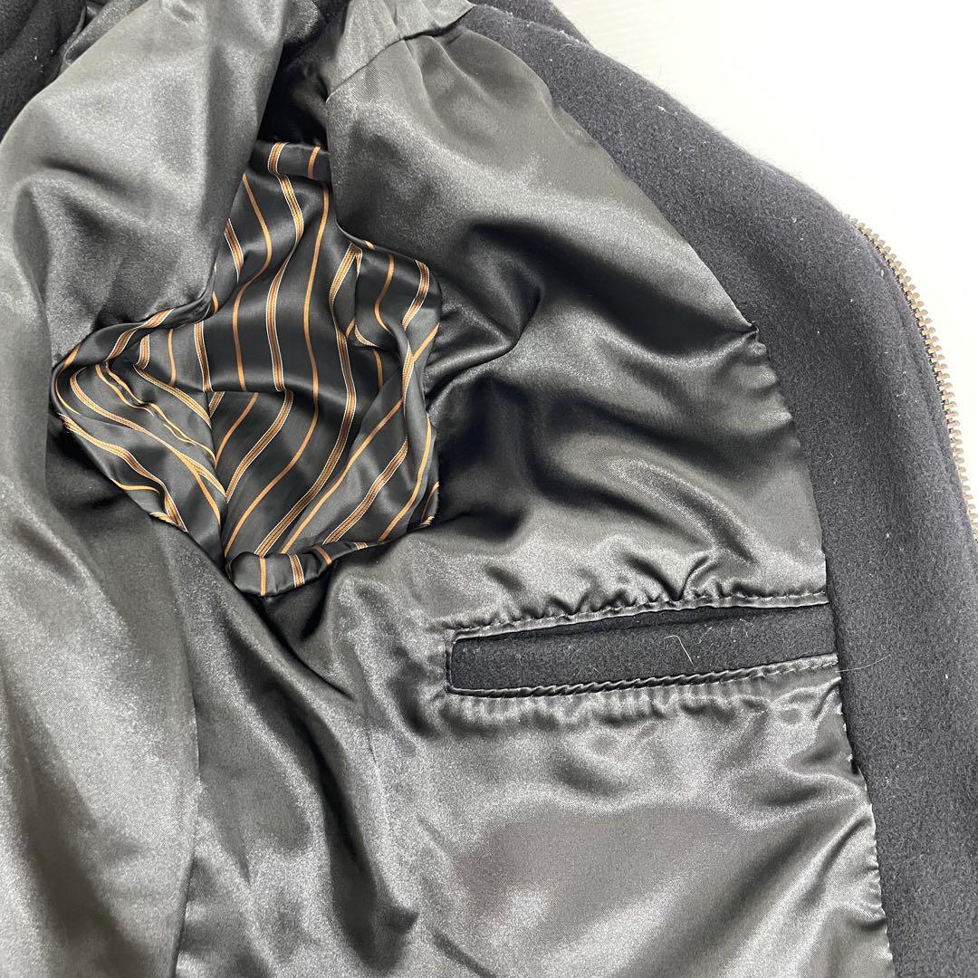 knmen129-0747 ショット　メルトン　CPO ジャケット36 ブラック