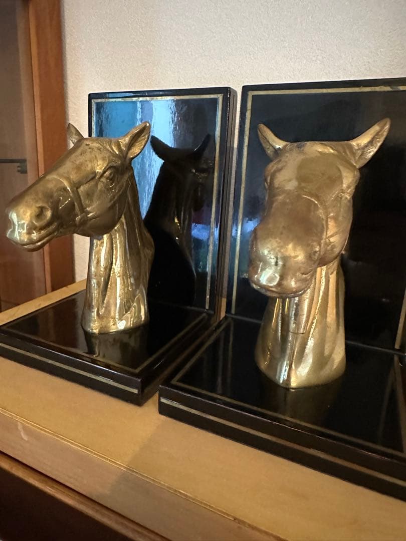 アメリカン　ヴィンテージ　ホースブックスタンド　馬　真鍮　ペア