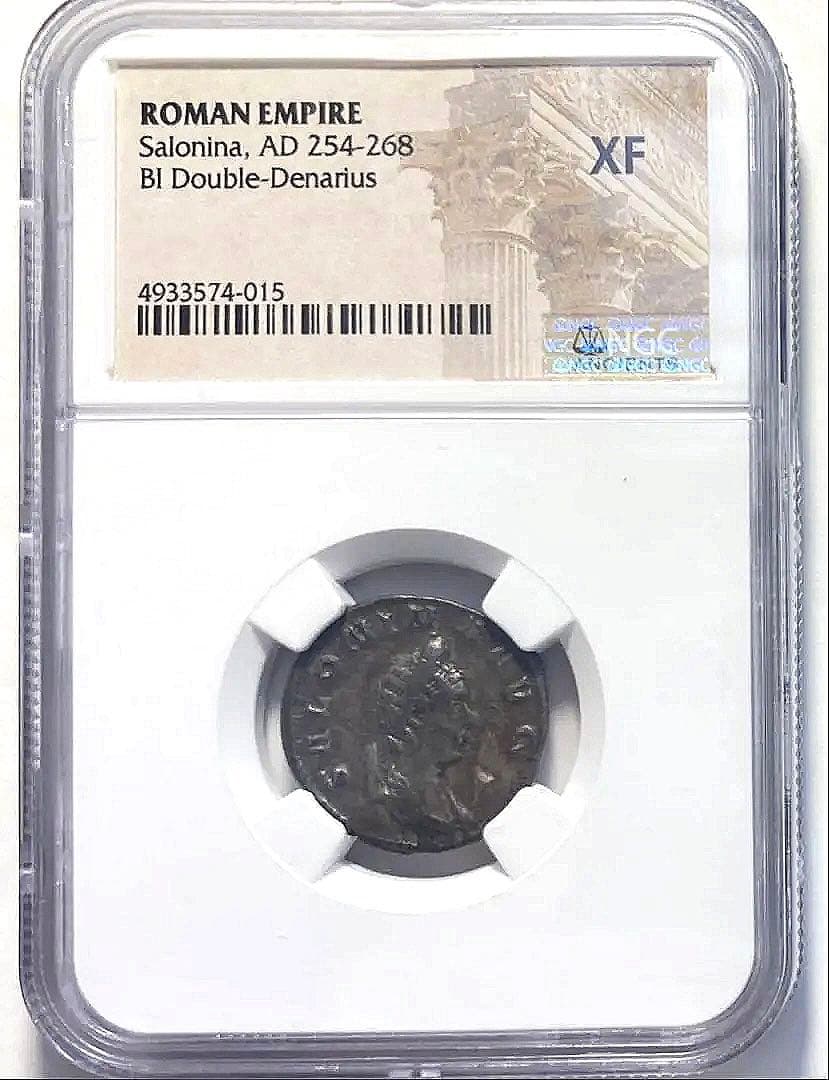 【鑑定済・美品】古代ローマ帝国サロニナ 銀貨（AD 254–268）NGC認定
