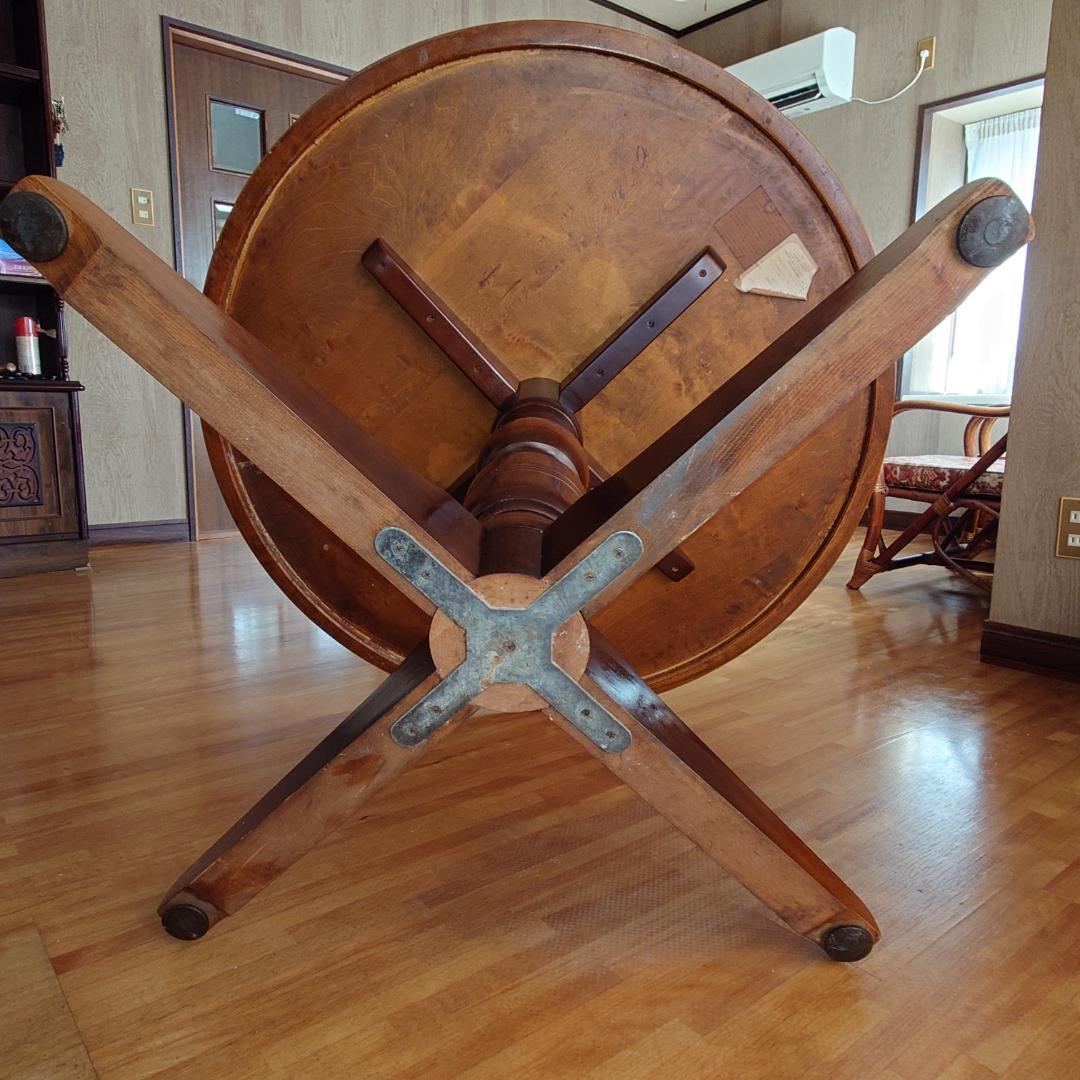 【飛騨産業】天然木カバ製円形ダイニングテーブル【梱包・発送たのメル便】