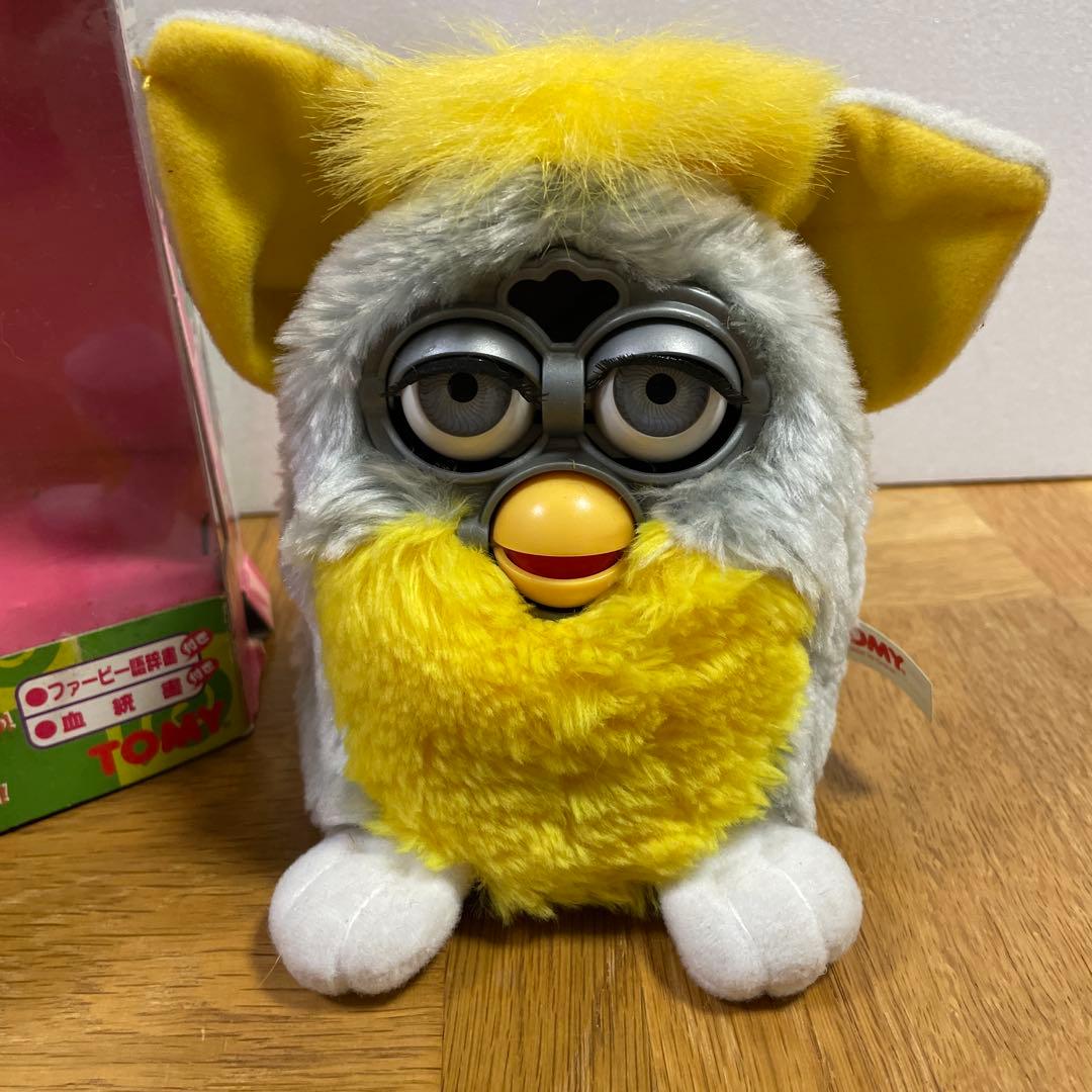 【希少・美品】日本版 ファービー グレー×イエロー TOMY製 箱・説明書付き