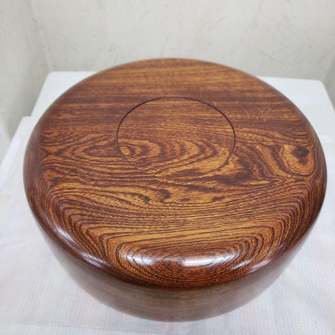 蔵出し特価欅製 無垢茶びつ茶箱 円形 蓋(お盆)付き直径３３cm 高さ１３cm
