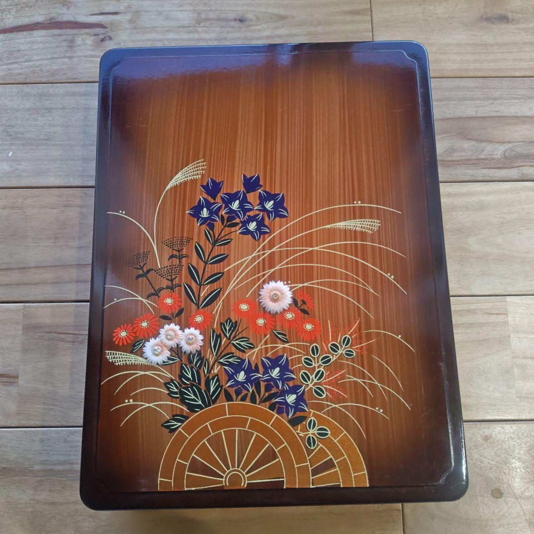 昭和レトロ　漆箱　漆器 文箱 花の装飾