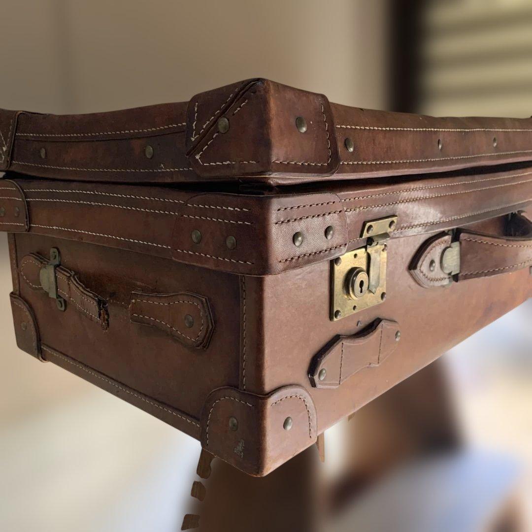 アンティーク/革トランク/重厚/収納ケース/ヴィンテージ/オブジェ/本日限定価格