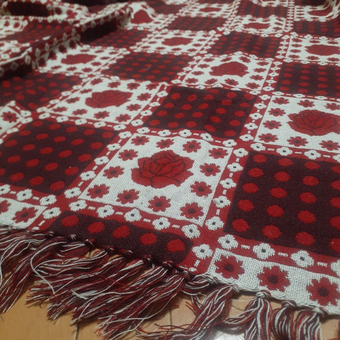 レア❗昭和レトロ　ミッドセンチュリー　こたつ掛け　薔薇&水玉&花柄　マルチカバー