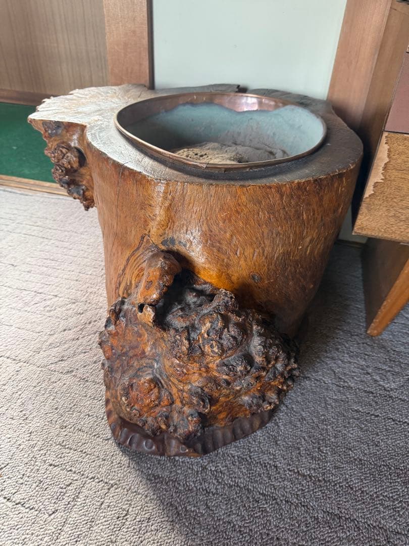 天然木 木製 円形火鉢 自然木の質感 火鉢