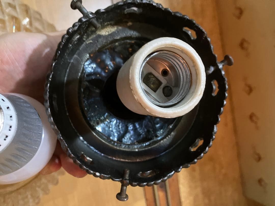 ビンテージ　アンバーランプ　ガラス　ランプシェード　照明　ペンダント