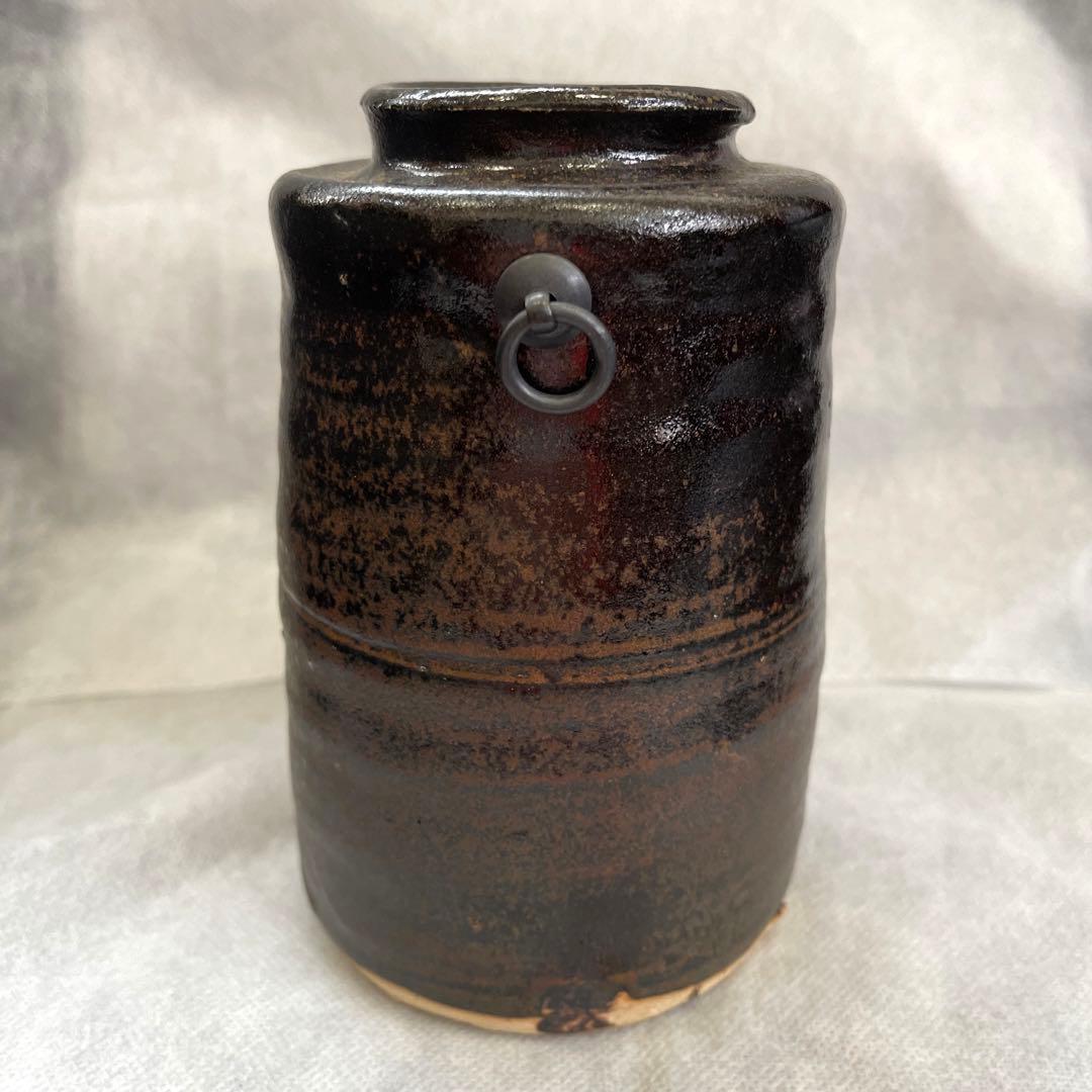 花入　花器　掛　鉄釉　大平窯　奥磯太覚　茶道具