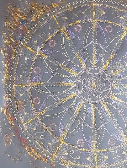 五十嵐由家　曼陀羅画145　「メルカバの大車輪」