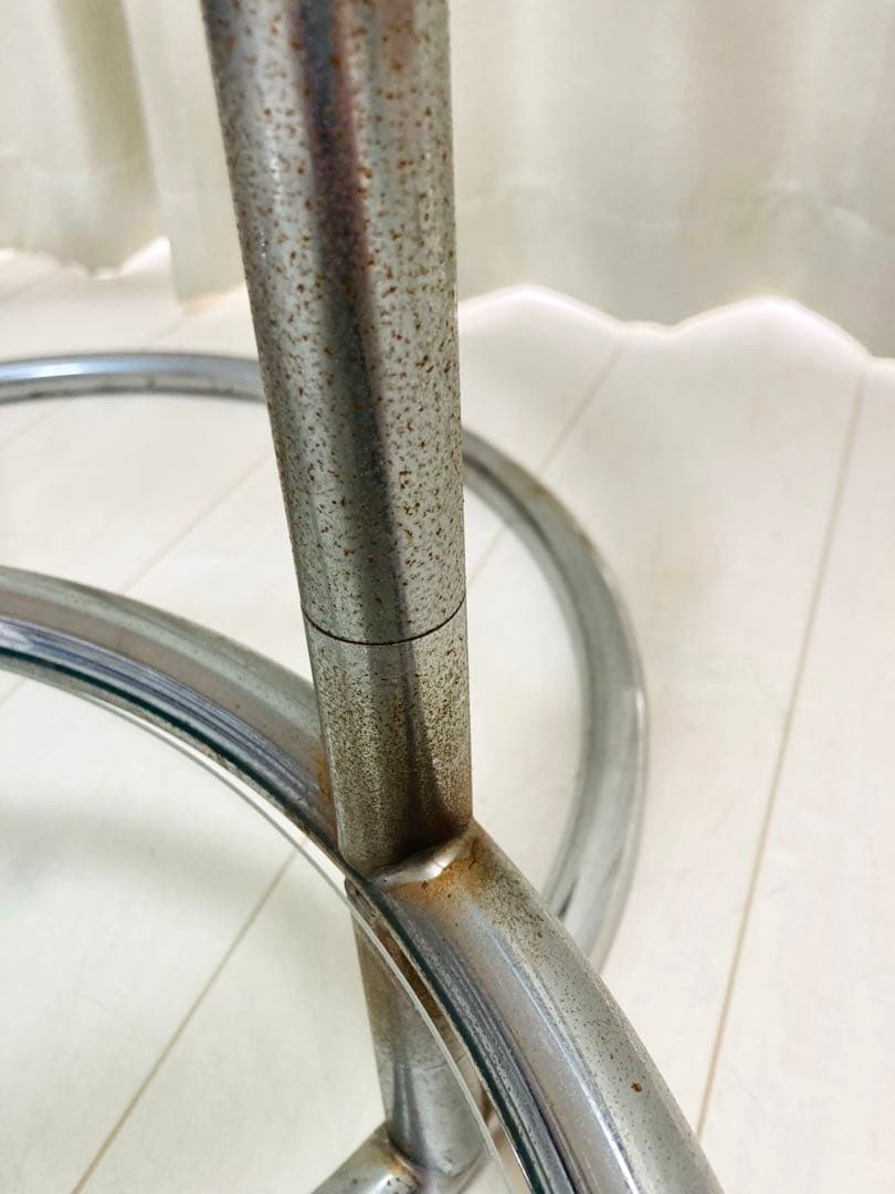 ミッドセンチュリー　ガラステーブル　丸テーブル　4段　インテリア　モダン　北欧