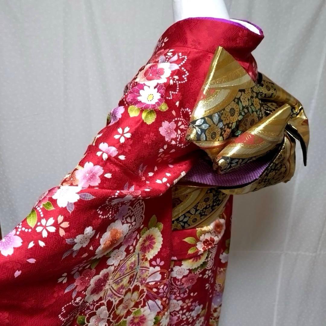 トールサイズ　正絹振袖　袋帯　小物セット　大きめサイズ　18ー10