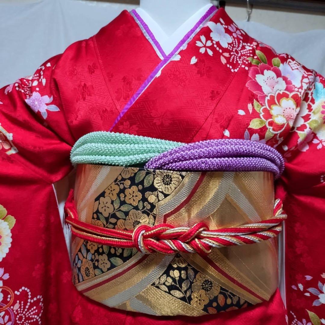 トールサイズ　正絹振袖　袋帯　小物セット　大きめサイズ　18ー10